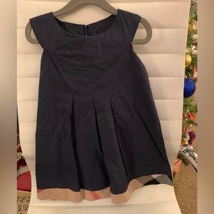 Sleeveless Burberry Cotton Dress with Tan Novacheck Trim